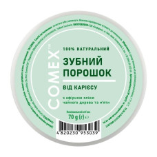 Comex Зубний порошок від карієсу, натуральний з ефірними оліями чайного дерева та м'яти, 70г